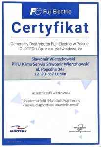 Certyfikat Fuji Electic Sławomir Wierzchowski